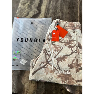 Men's YoungLA CAMO SHORTS - (L) - WHITE TREE CAMO COTTON